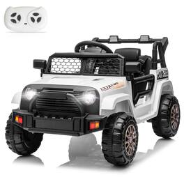 Winado - 12V Battery Powered Ride on Truck Cars with Remote Control, Electric Vehicles Ride-on Toys with Suspension, LED Lights - White