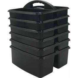 Teacher Created Resources - Plastic Storage Caddy, Black, Pack of 6