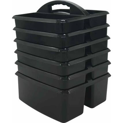 Front. Teacher Created Resources - Teacher Created Resources Plastic Storage Caddy, Black, Pack of 6.