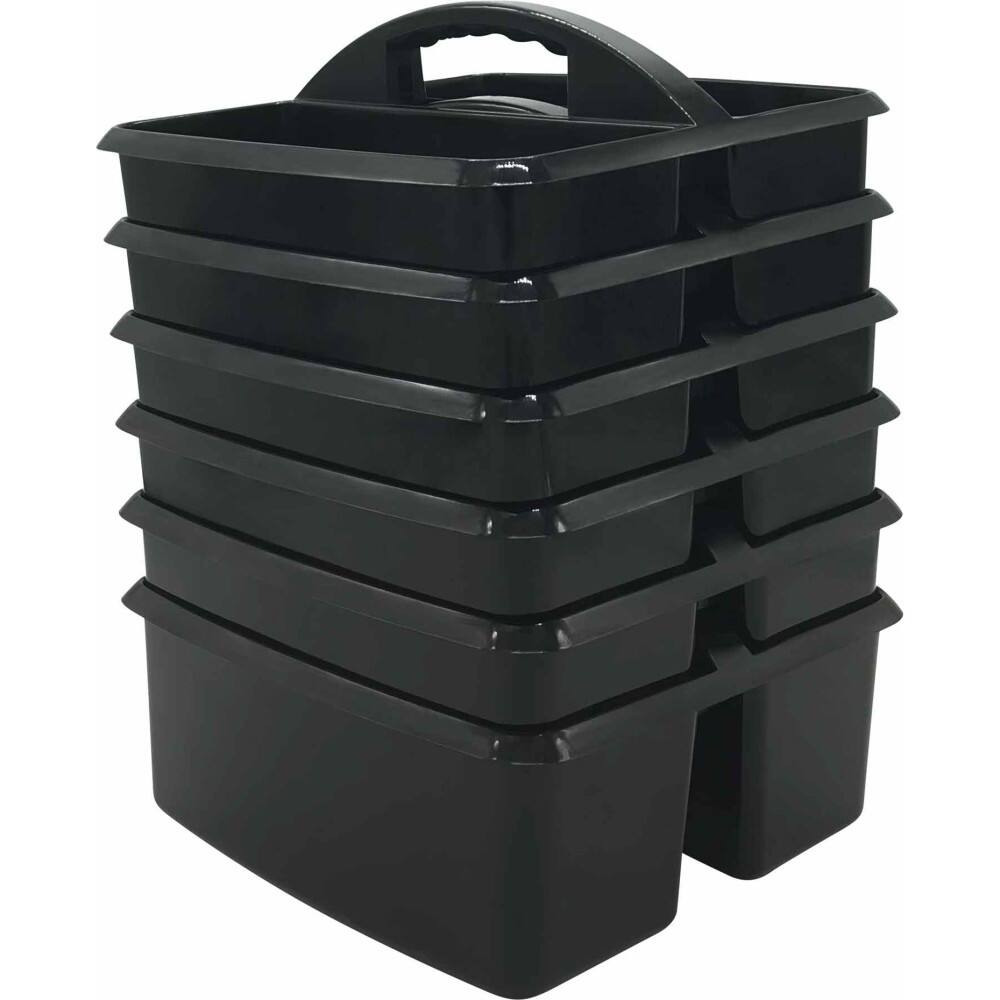 Front. Teacher Created Resources - Teacher Created Resources Plastic Storage Caddy, Black, Pack of 6.