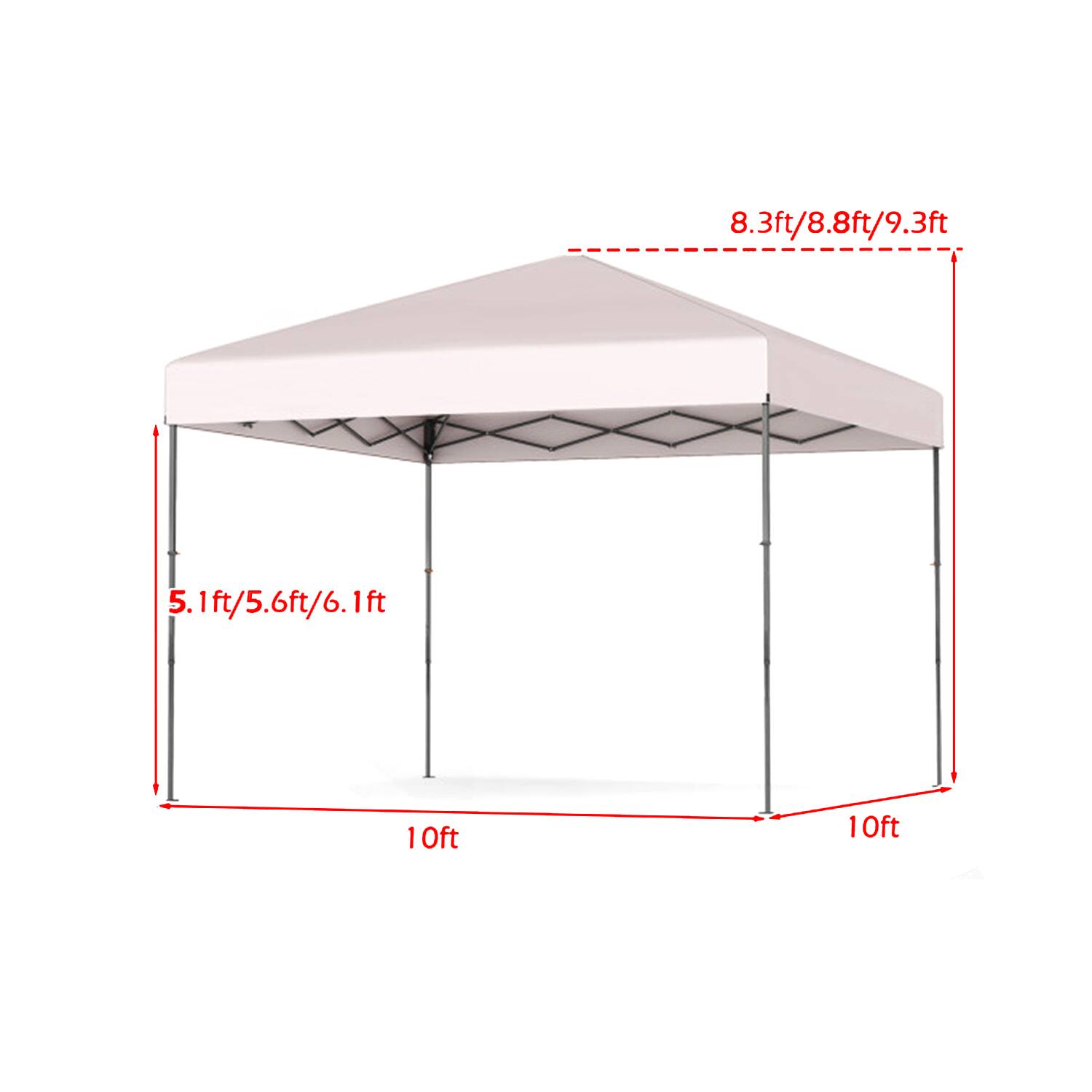8.3ft/8.8ft/9.3ft  
5.1ft/5.6ft/6.1ft  
10ft  
10ft