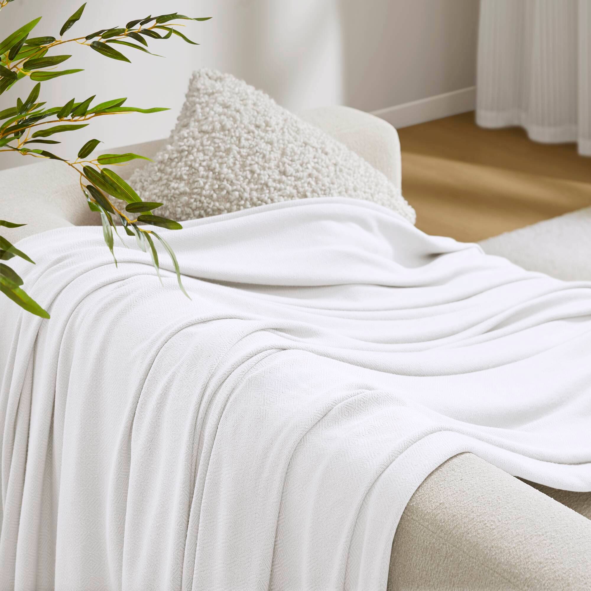 Gracie Mills Kaelith Bamboo Cotton Rayon Blanket Textured White - Best Buy
