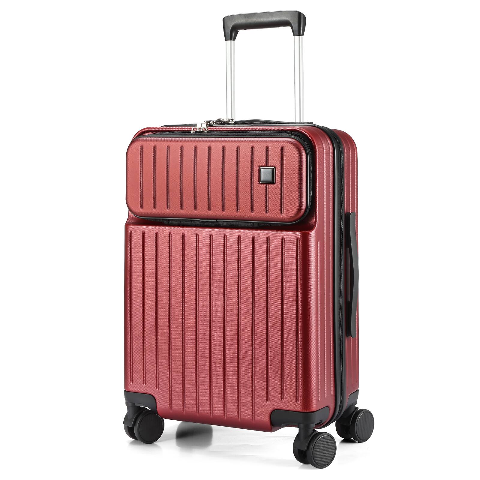Alt View 6. Sugift - Modern 20″ Carry-On Luggage with Front Pocket, TSA Lock, Spinner Wheels, and Organized Interior - Red.