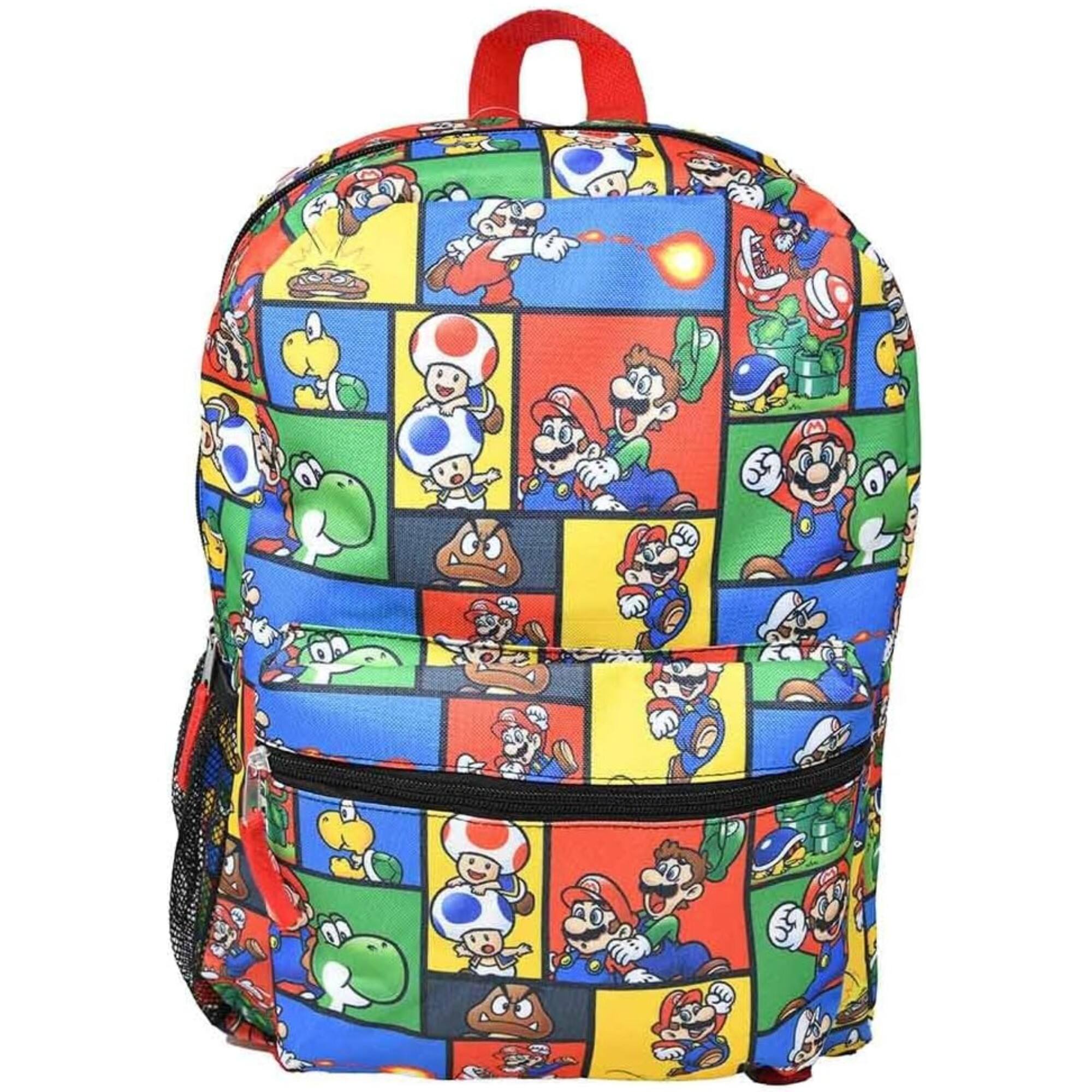 Front. Bioworld - Bioworld Super Mario 16" Kids Backpack with Colorful Cartoon School Bag with Front Pocket & Side Mesh - Assorted Pre-Pack.