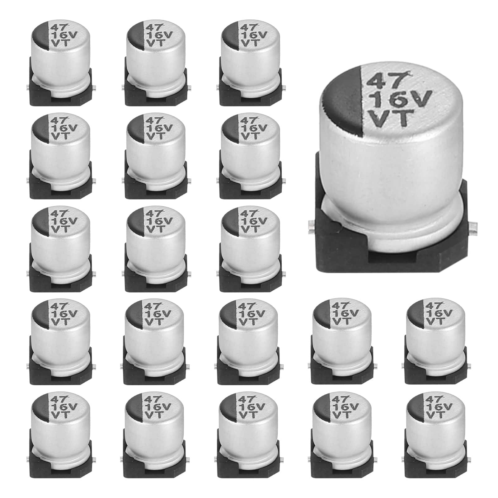 Unique Bargains - 47uF 16V SMD Aluminum Electrolytic Capacitor, Low Impedance, 5x5.4mm, 20pcs, for TV/Computer/DIY - Silver price history on PriceWatchPro