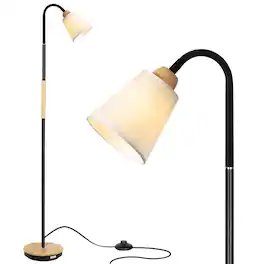 Oumilen - 58" Modern Floor Lamp with Adjustable Gooseneck & Linen Shade