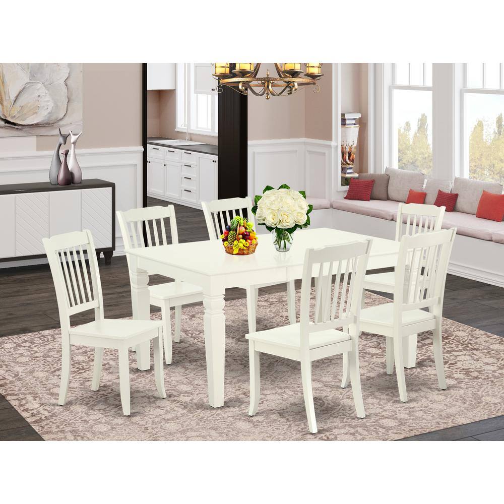 Left. East West Furniture - Dining Room Set Linen White - Brown.