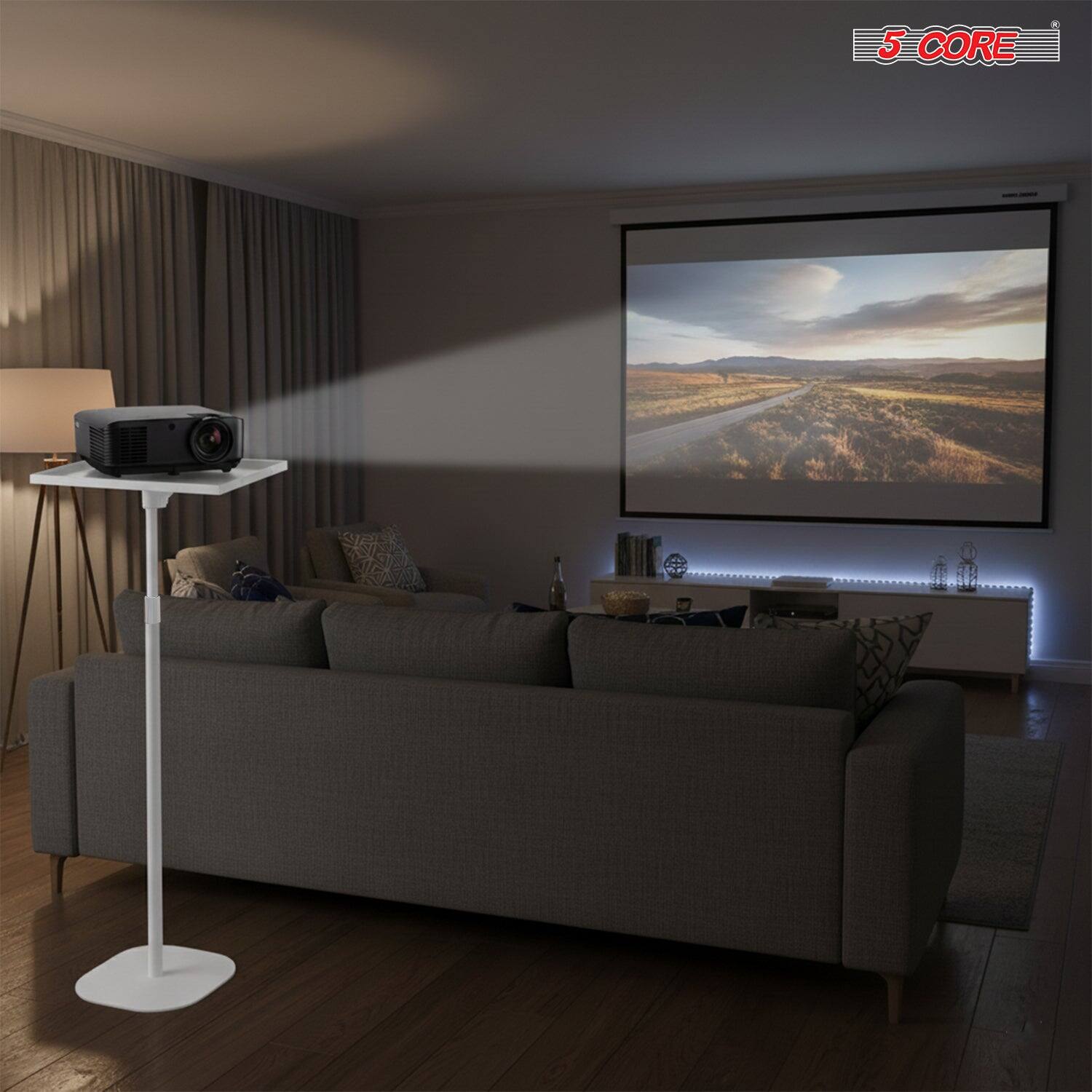 Alt View 4. 5 CORE - 5 Core Projector Stand Floor Adjustable 53" Universal Projectors Support for Home Office & Studio - Black.