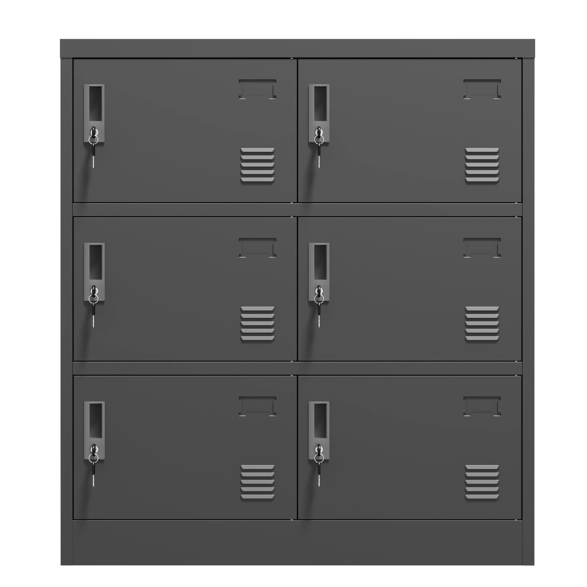 Alt View 5. GOODSILO - Six-Door Metal Storage Locker with Individual Locks for Office, Gym, and School Use - Secure Organization Solution - Black.