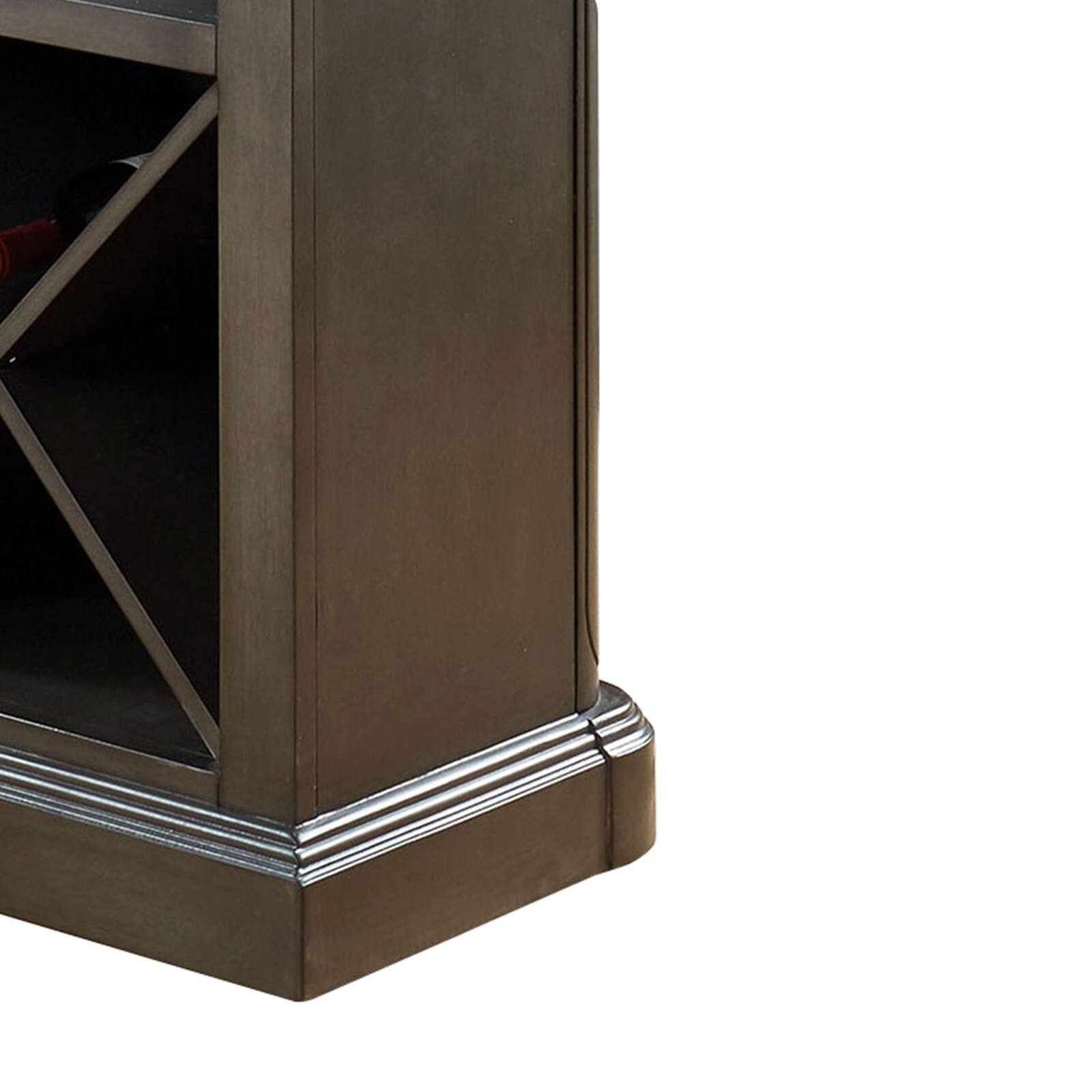 Alt View 3. Manhattan Lane - Wooden Bar Table with X Shaped Wine Holders and Wide Shelf - Gray.