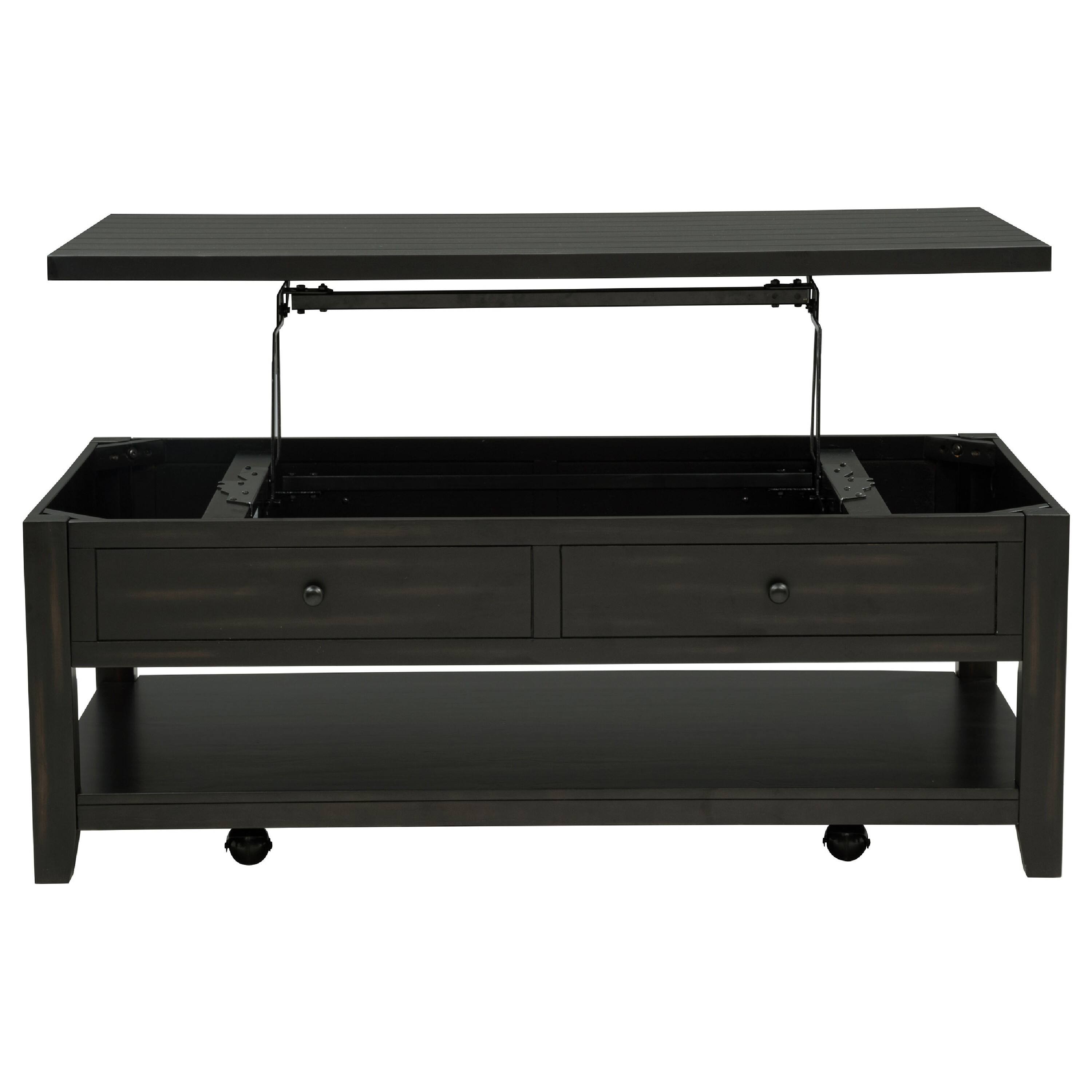 Angle. Manhattan Lane - Besy Coffee Table, 36 Inch  Faux Marble,  Ring Base - Distressed Java Black.