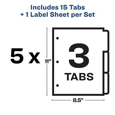 Includes 15 Tabs + 1 Label Sheet per Set

5 x 11" 3 TABS 8.5"