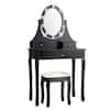 Front. Costway - Costway Bedroom Vanity Set Makeup Dressing Table w/3 Drawers 10 LED Bulb - Black.