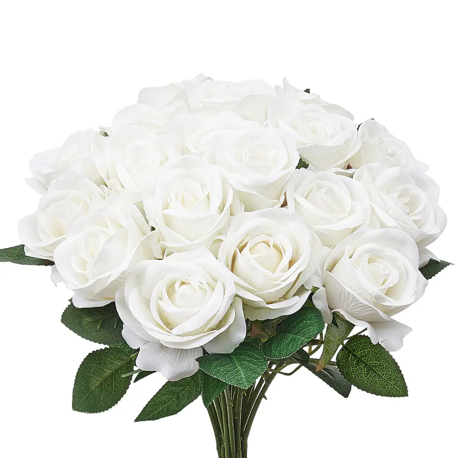White Flake Roses VEVOR Artificial Flowers, 120 pcs Real Looking Foam Fake Roses Bulk ...