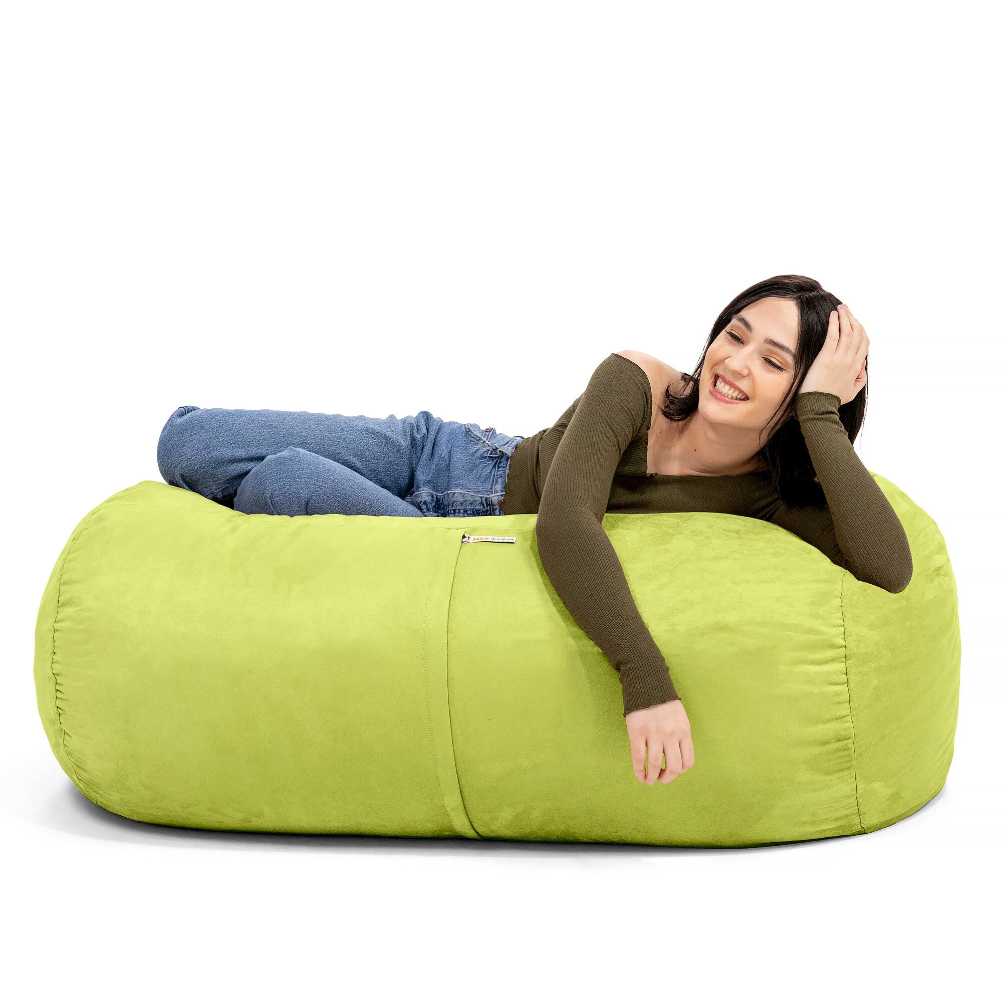 Left. Jaxx - Jaxx Sofa Saxx 4-foot Bean Bag Lounger, Lime - Green.