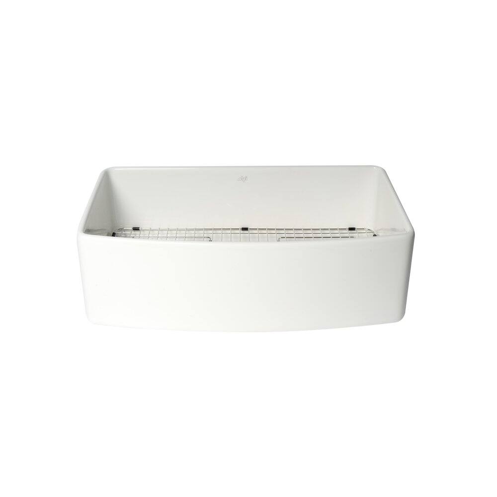 Alt View 5. Alfi - ALFI brand ALFI Brand White Smooth Curved Apron 33 x 20 Single Bowl Fireclay Farm Sink - White.