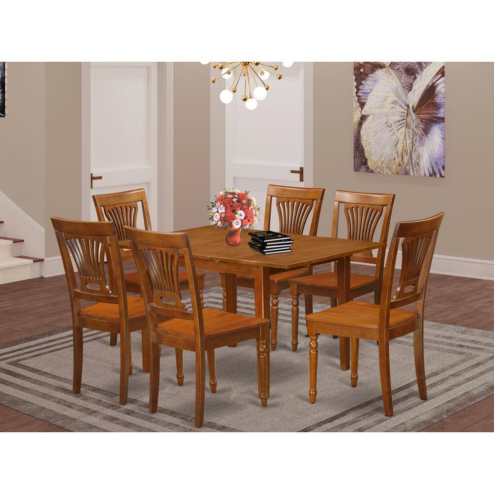 Back. East West Furniture - 7 Pc Kitchen nook Dining set-Kitchen Table 6 Chairs for Dining room - Saddle Brown.