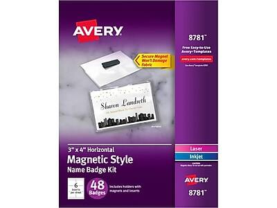 Avery - Magnet Name Badge Kit, 48/Box - White