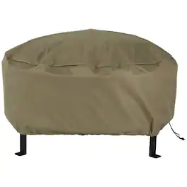 Sunnydaze - 48 in Heavy-Duty Polyester Round Outdoor Fire Pit Cover - Khaki