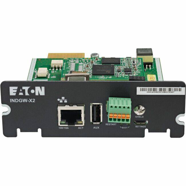 EATON INDGW-X2  
100/1Gb  
ACT  
AUX  
RESTART  
BOOT  
SETTINGS  
SHIELD