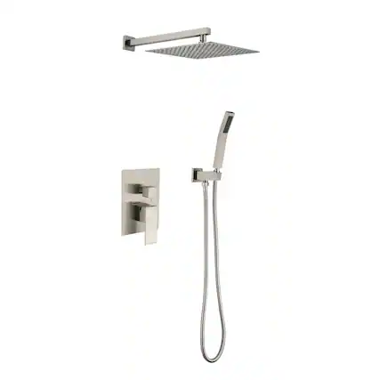 Front. JUJABU - 12" Rain Shower Head Systems Wall Mounted Shower Brushed Nickel - Brushed Nickel.