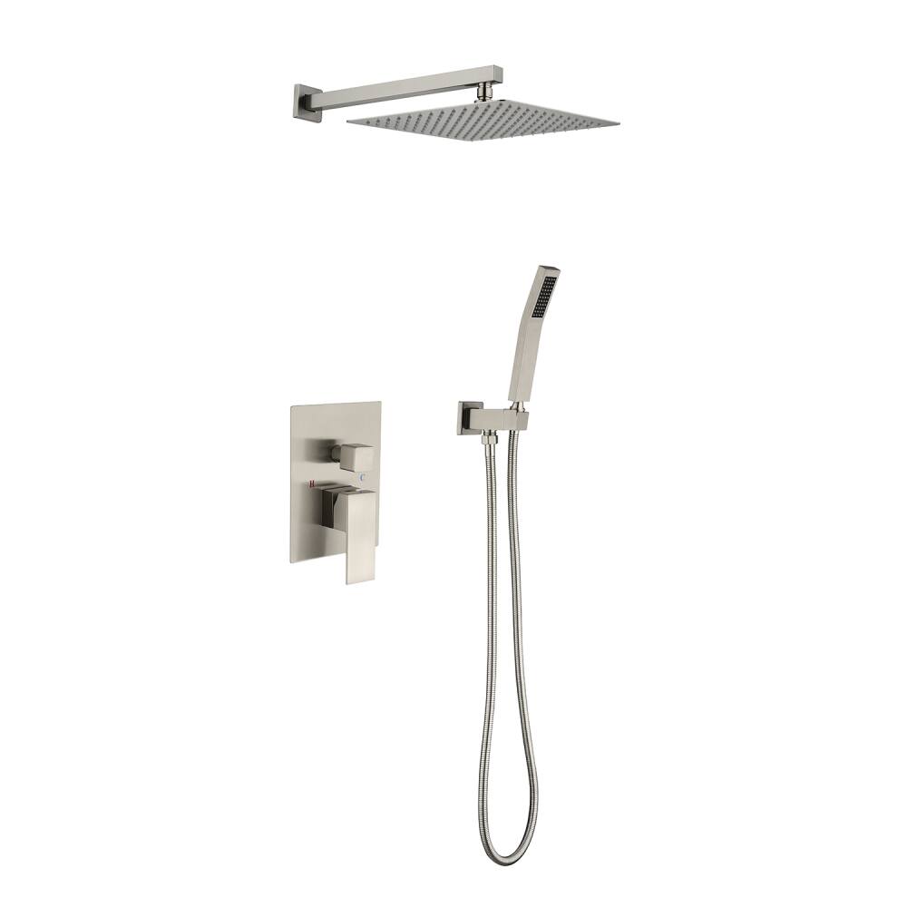 Front. JUJABU - 12" Rain Shower Head Systems Wall Mounted Shower Brushed Nickel - Brushed Nickel.