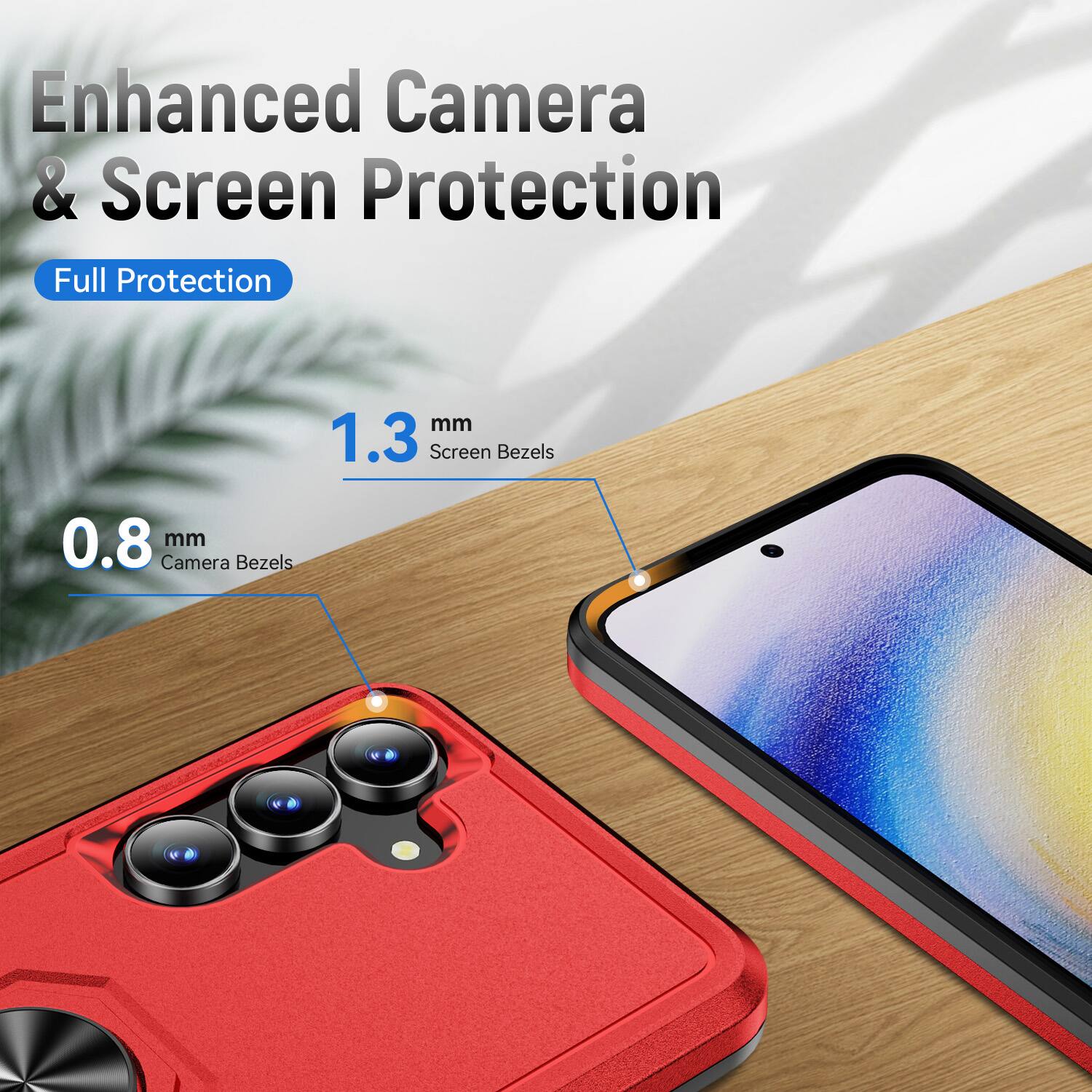 Enhanced Camera & Screen Protection  
Full Protection  
1.3 mm Screen Bezels  
0.8 mm Camera Bezels