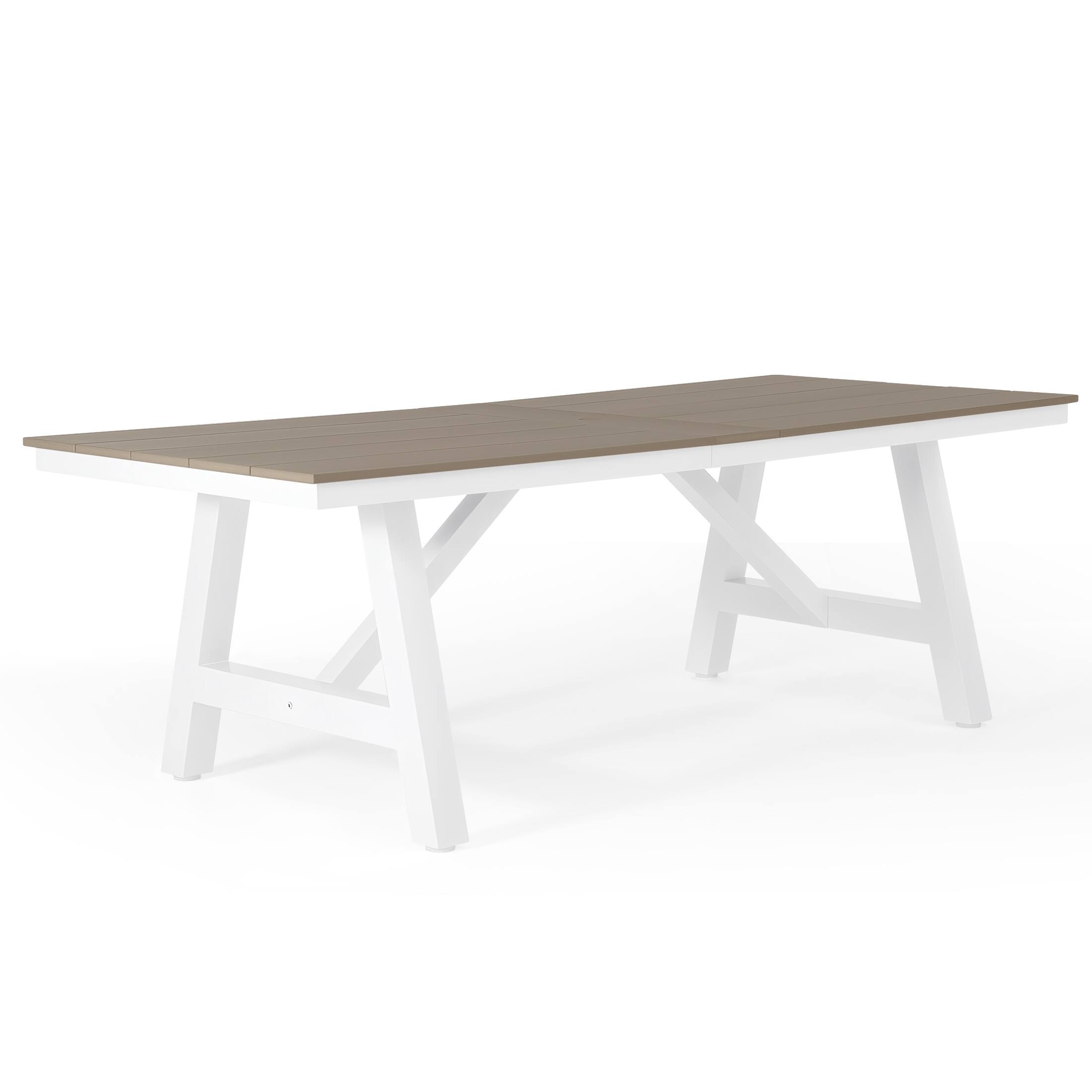 Back. WestinTrends - WestinTrends Cape May 9-Piece HDPE Outdoor Furniture Patio Dining Table With Umbrella Hole and Chairs Set For 8 - Weathered Wood.