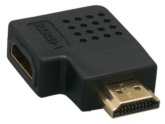 Cable Leader - HDMI Male to Female Port Saver, 90-Degree Vertical Flat, Type A 19-Pin - Black
