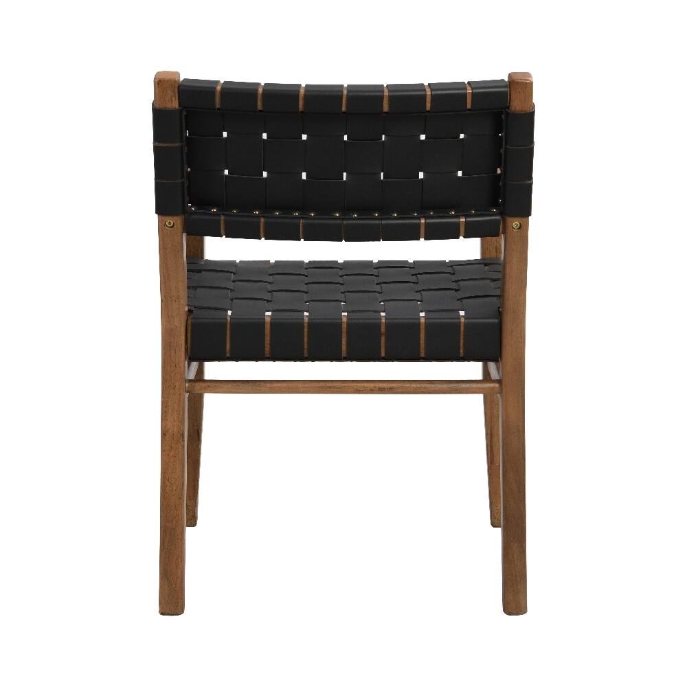 Alt View 2. Loheer - Loheer PU Leather Dining Chairs Set of 2 Industrial Modern Rubberwood Black - Black.