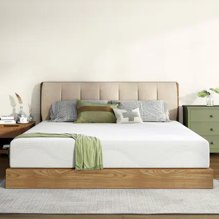 Front. JUJABU - King Size Memory Foam Mattress,10 Inch Bed Mattress,with Cooling Green Tea Gel, CertiPUR-US Certified - White.