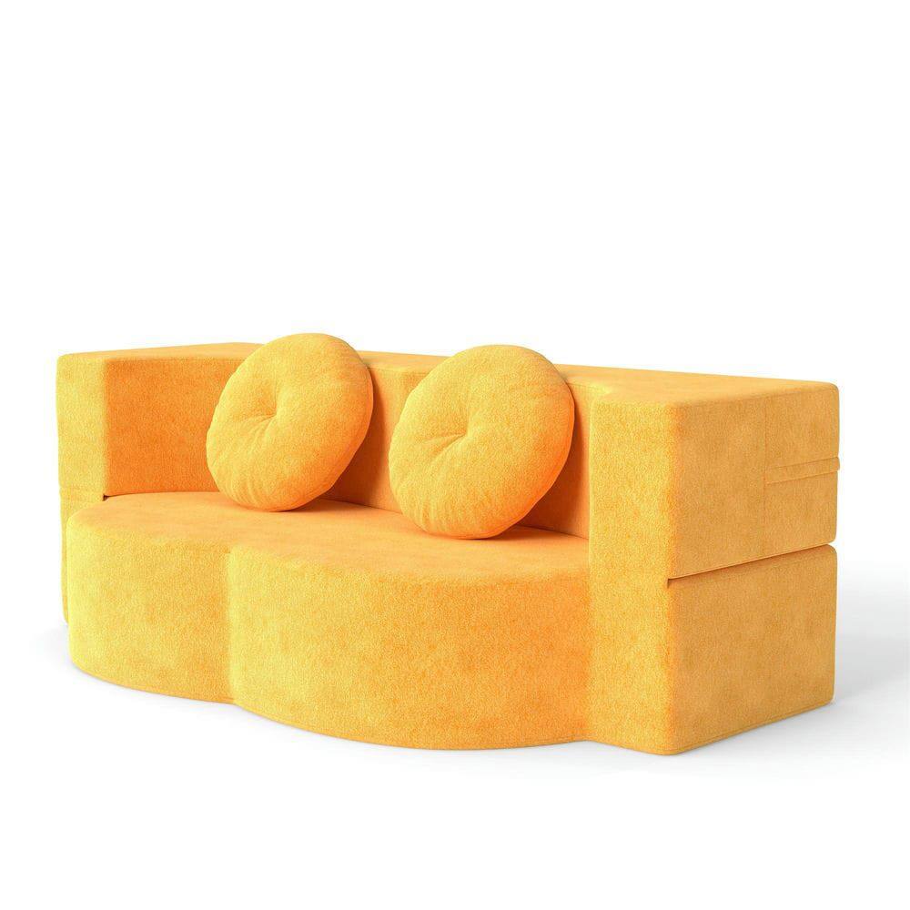 Alt View 7. Kadyn - 3-in-1 Folding Sofa Bed,Twin Sleeper Futon & Loveseat with Included Pillow and Foam Mattress for Guest Comfort - Yellow.