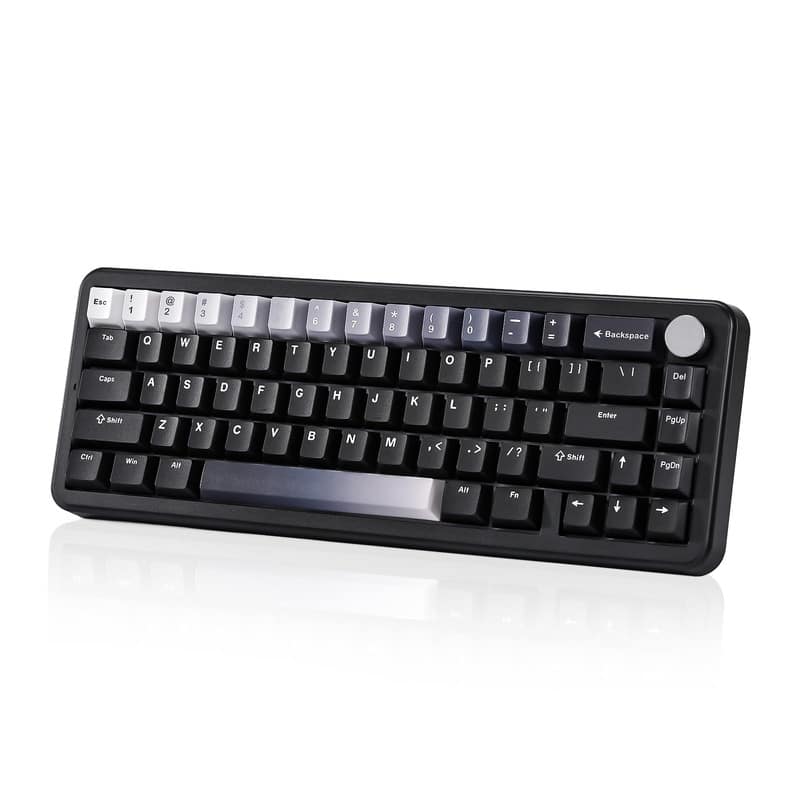 Luckbyte - Retro 65% Wireless Mechanical Keyboard - Tri-Mode, Hot-Swappable Gasket Mount with RGB & Knob, Creamy Sound - Black