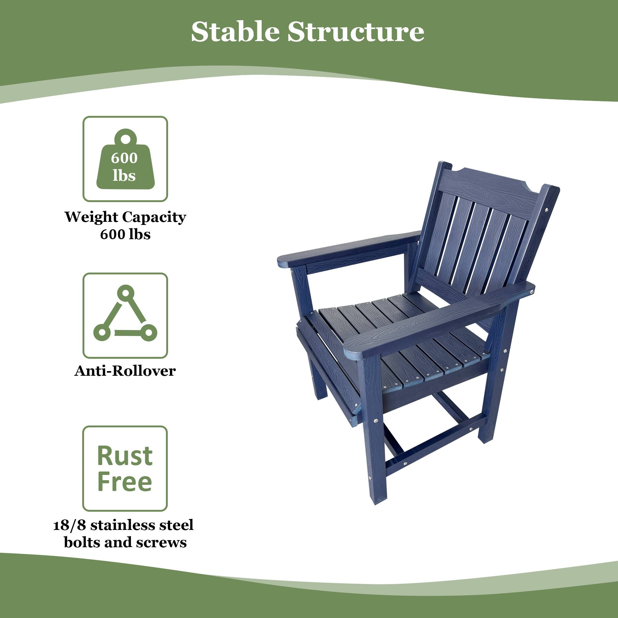 Stable Structure

- Weight Capacity: 600 lbs
- Anti-Rollover
- Rust Free: 18/8 stainless steel bolts and screws