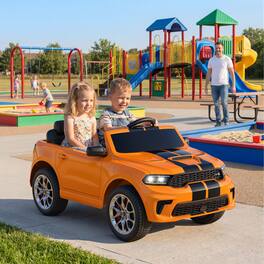 Wisairt - Officially Licensed Dodge 12V Kids Ride on Car with Parent Remote & Bluetooth - Orange