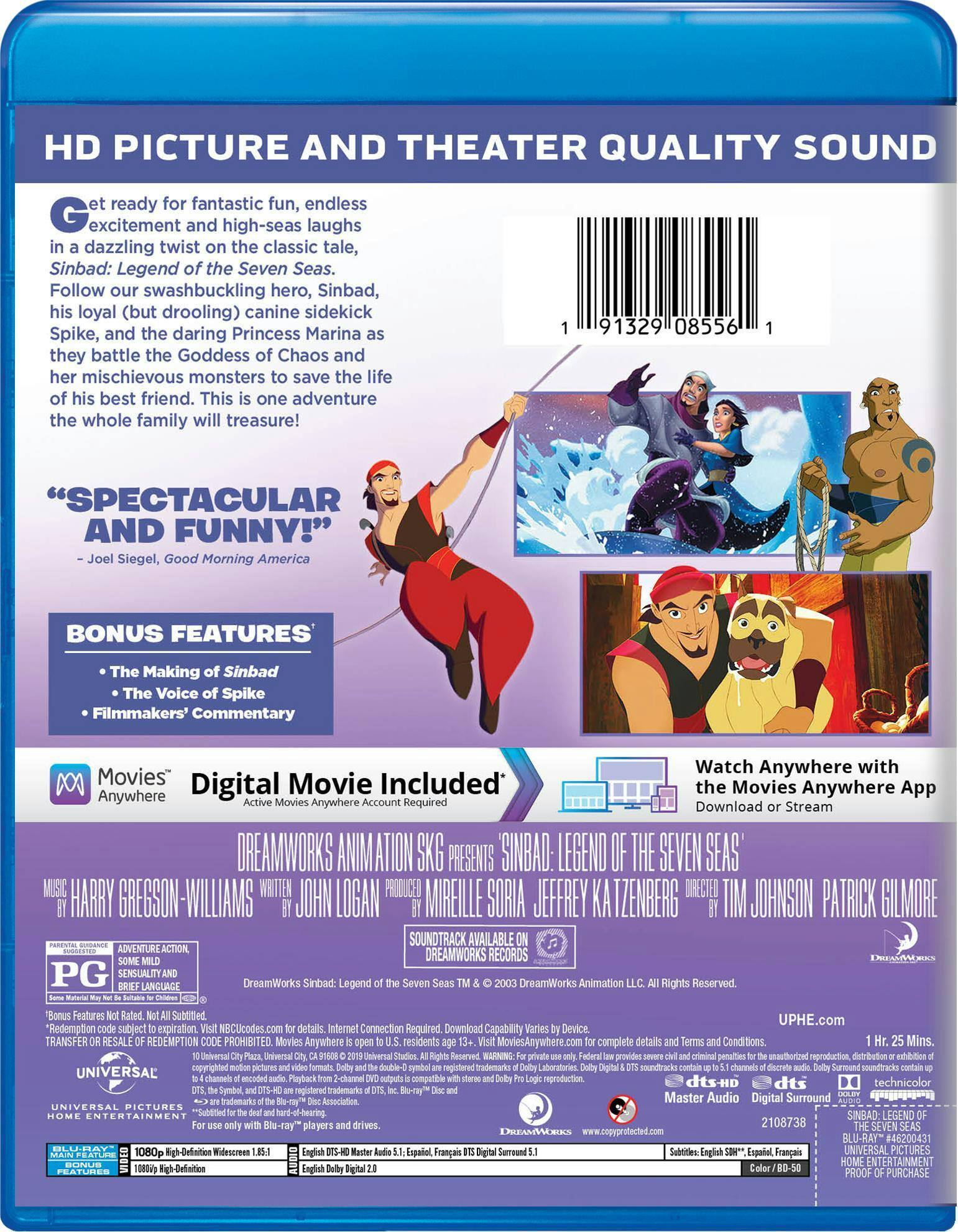 Back. Sinbad: Legend of the Seven Seas (Blu-ray + Digital Copy) [Blu-ray].