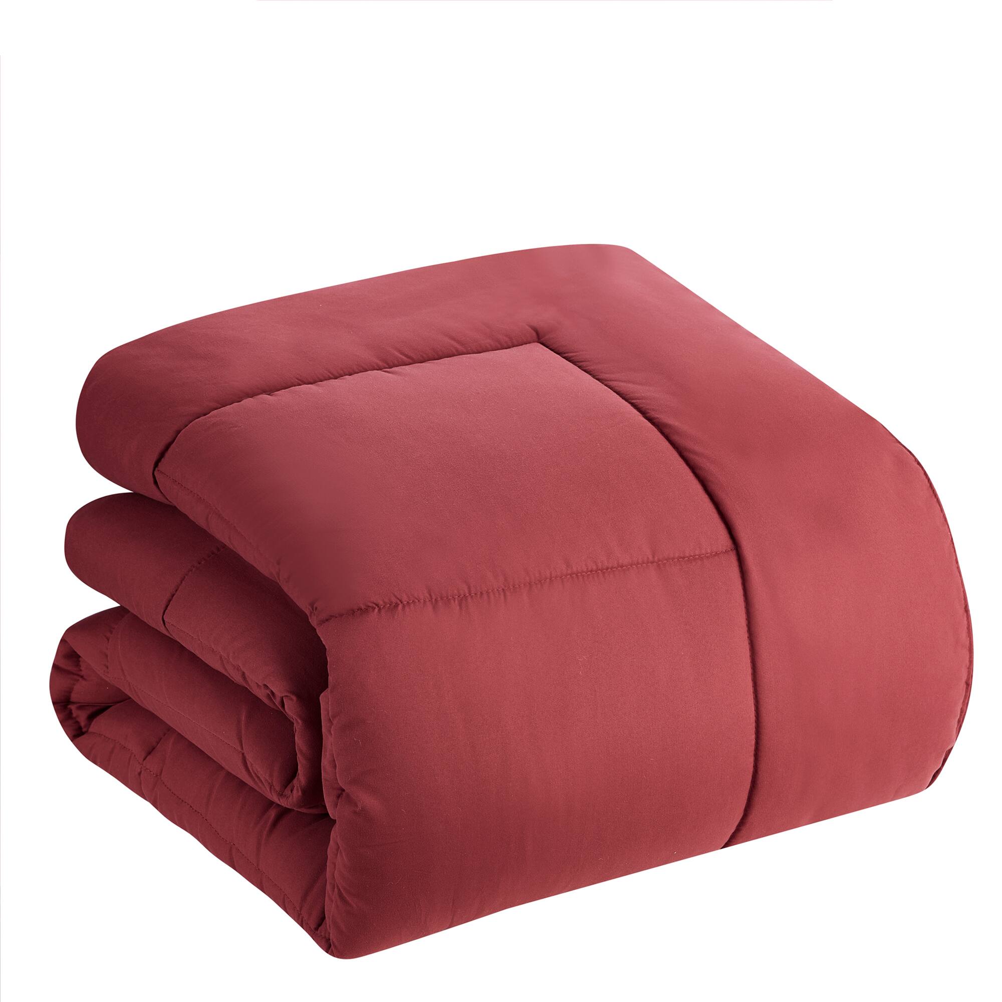 Left. Sweet Home Collection - Down Alternative Reversible All Season Solid Comforter, Twin - Burgundy.