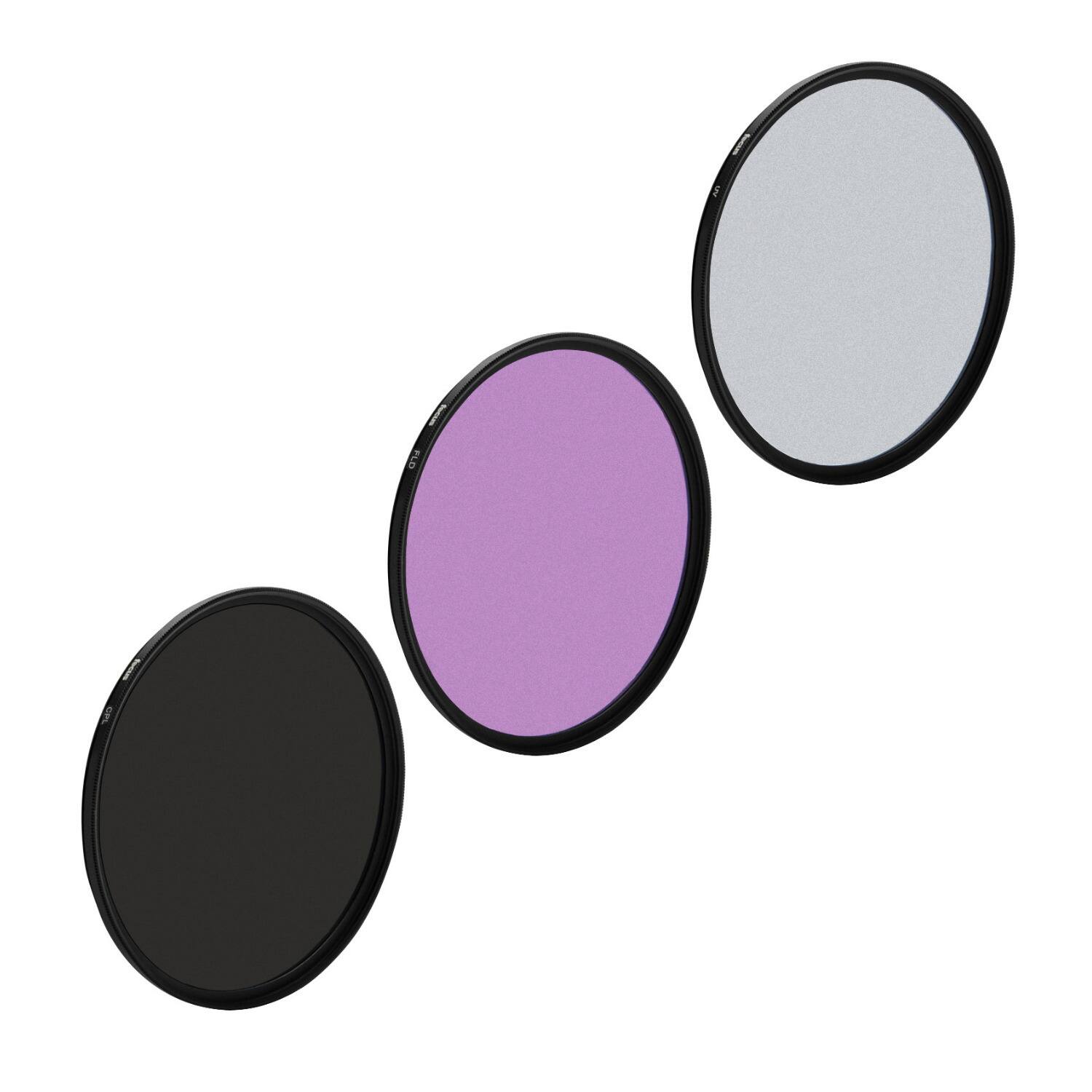 Back. Focus Electronics - Focus Camera 49mm 3-Piece UV, CPL, FLD Lens Filter Kit.