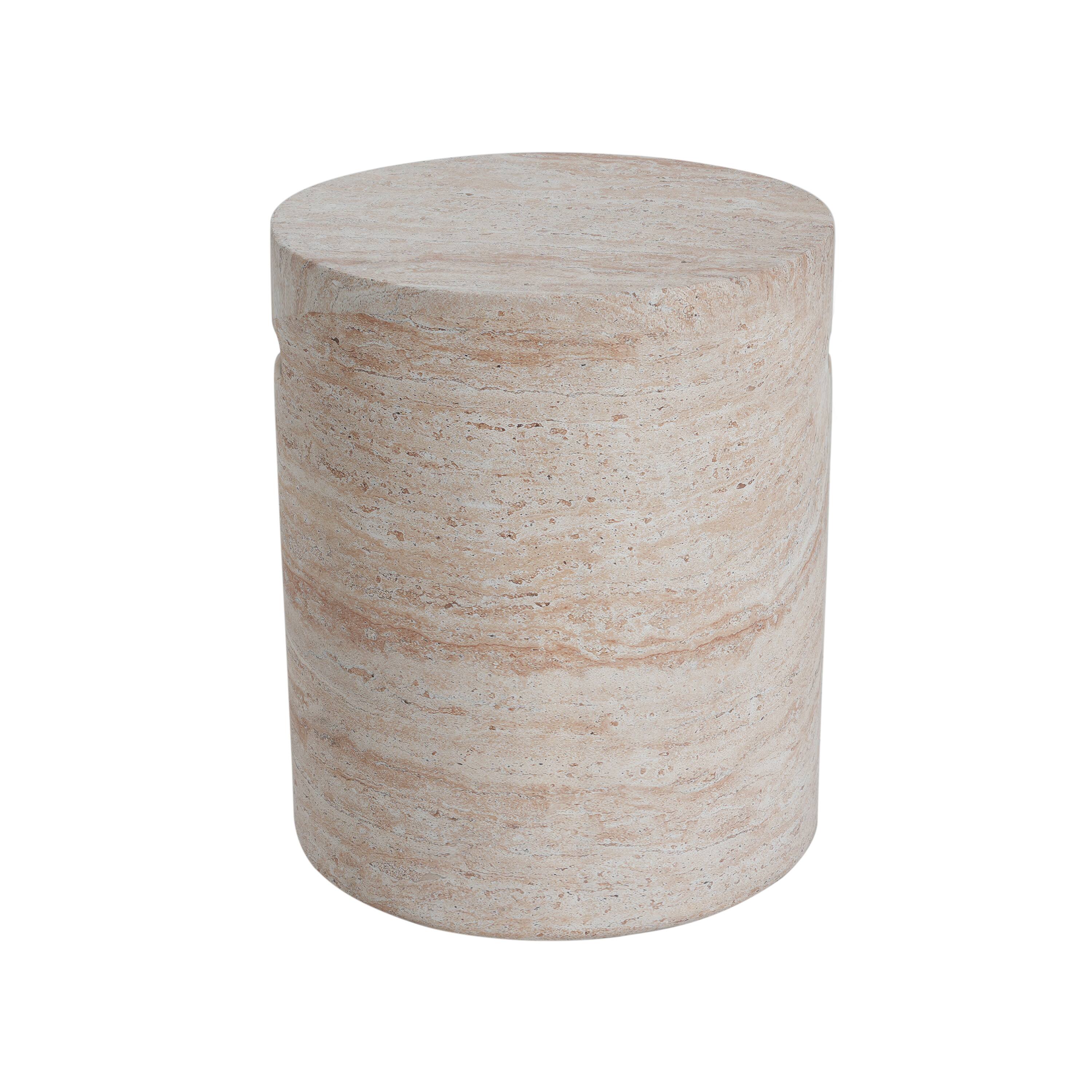 Alt View 1. APRILSOUL - Outdoor and Indoor Lightweight Concrete Side Table With Side Handles Travertine Finish - Beige.