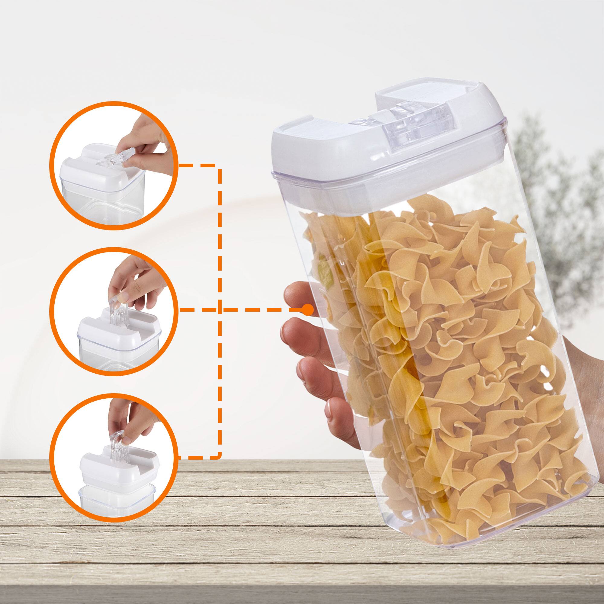 Alt View 1. Cheer Collection - 1.2-Liter Airtight Pantry Food Storage Containers with Secure Flip-Top Lids, 6-Pack, White - White.
