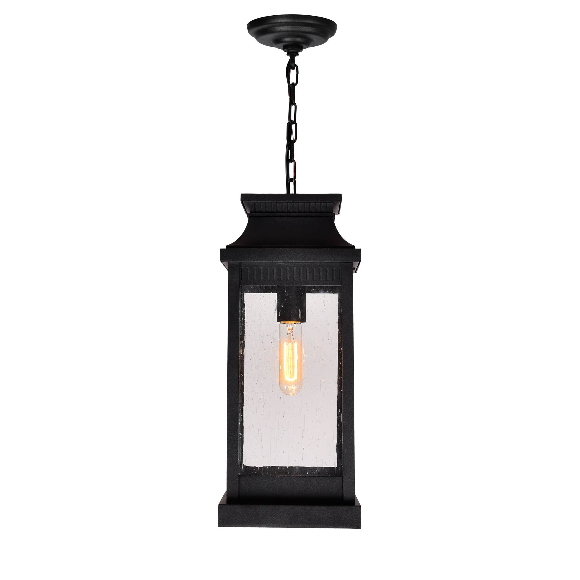Angle. CWI Lighting - Milford 1 Light Outdoor Black Pendant - Black.