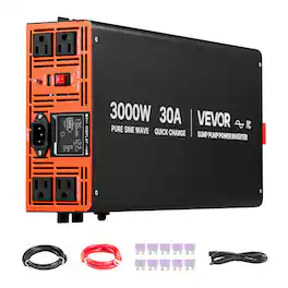 VEVOR - 3000W Sump Pump Battery Backup System, LCD Display, Auto Switches to Battery Inverter Power for Sump Pump,Pure Sine Wave - Black