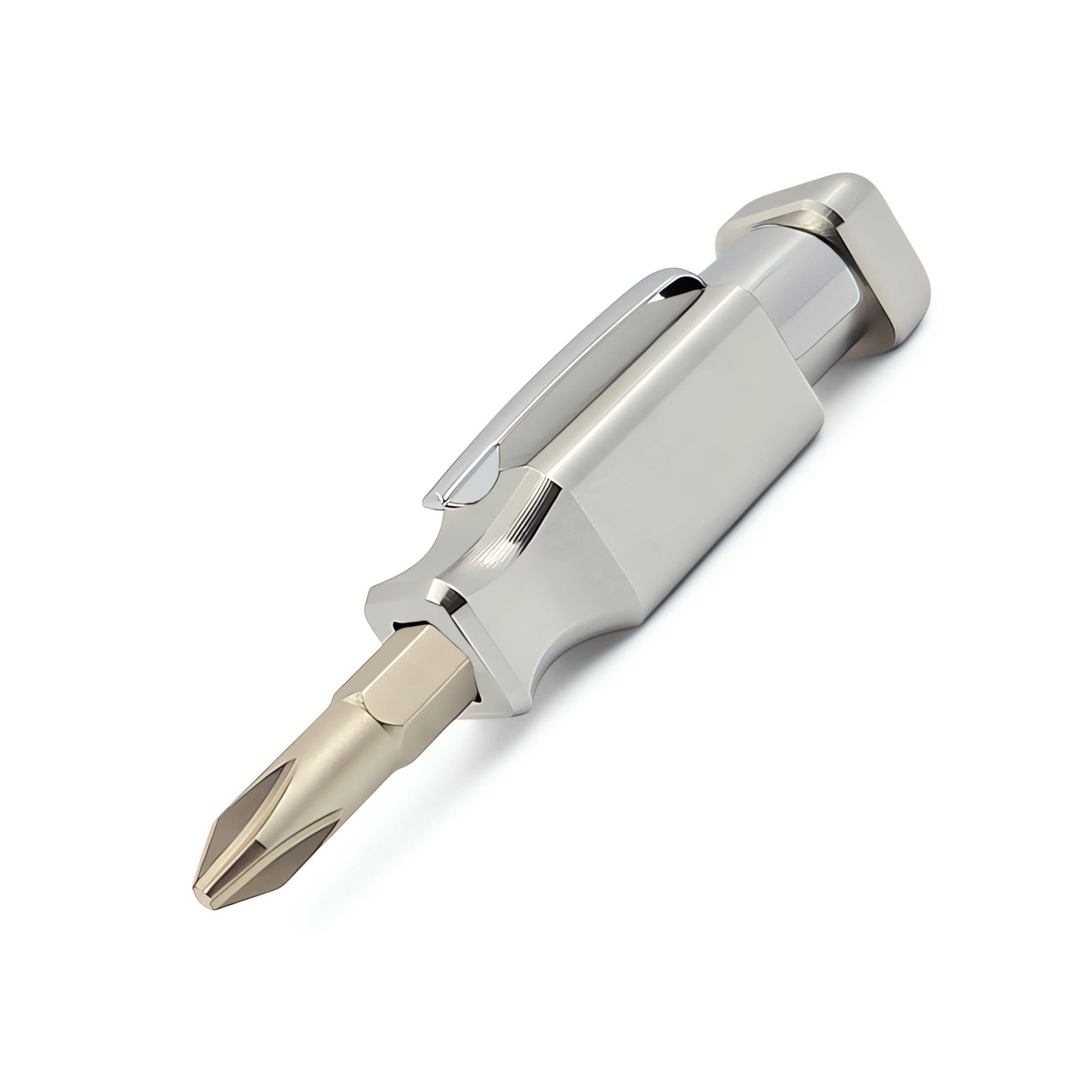 Front. Dapper Styles - Pocket With & Clip stainless Steel Double Ended Phillips Flat Head - Default.