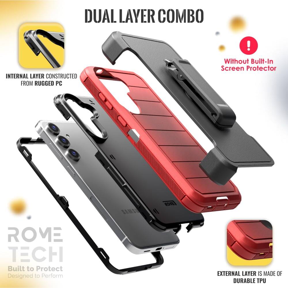DUAL LAYER COMBO

INTERNAL LAYER CONSTRUCTED FROM RUGGED PC

EXTERNAL LAYER IS MADE OF DURABLE TPU

Without Built-In Screen Protector

ROME TECH
Built to Protect
Designed to Perform