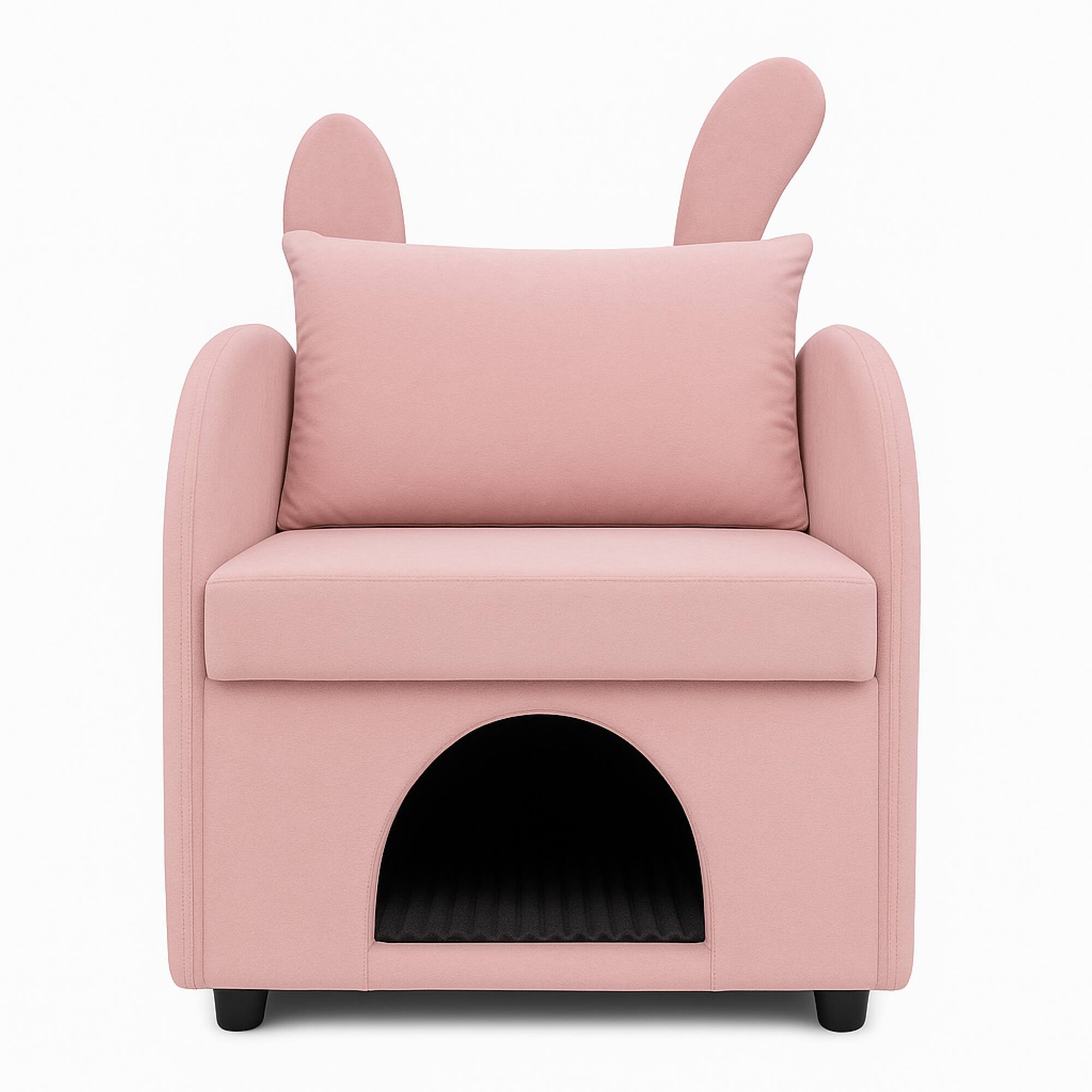 Alt View 7. GOODSILO - Pet-Friendly Bunny-Ear Armchair with Hidden Pet Compartment and Scratch-Resistant Upholstery for Cats and Small Dogs - Pink.