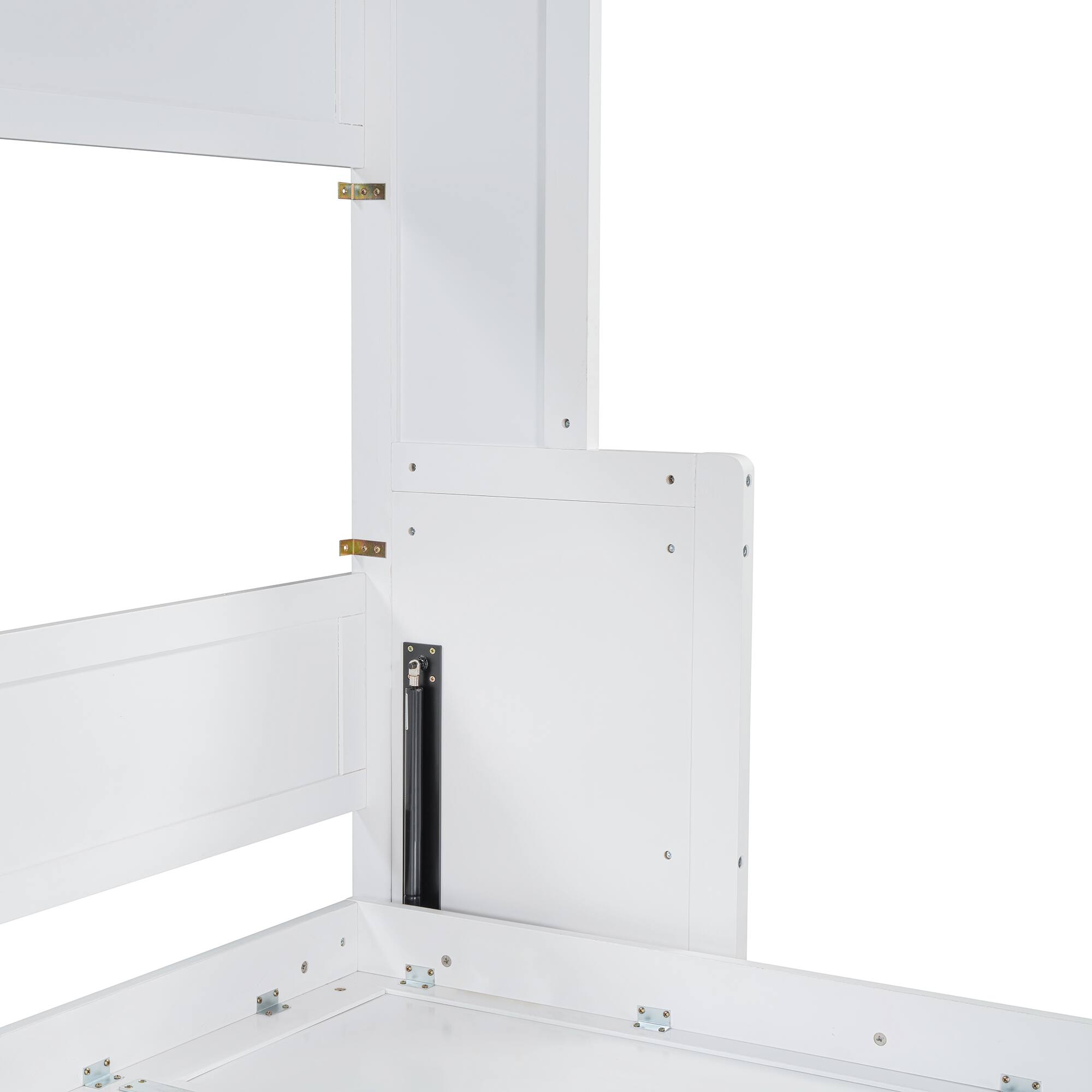 Alt View 9. Tiramisubest - White Wood Full Size Murphy Bed with Hydraulic Lift & Desk, Space-Saving and Sturdy - White.