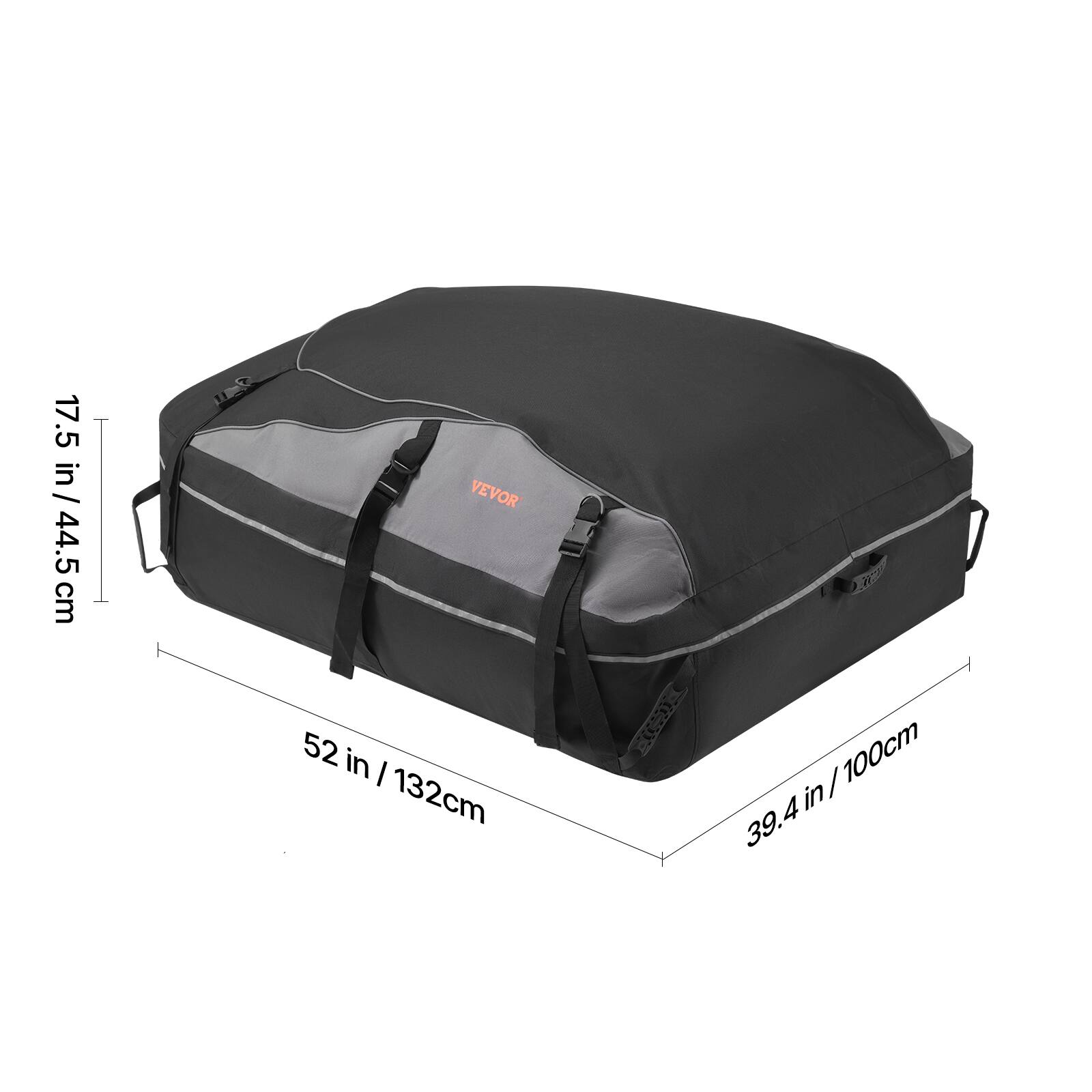 17.5 in / 44.5 cm  
52 in / 132 cm  
39.4 in / 100 cm