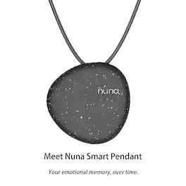 Nuna - Pendant Emotion Tracking Necklace with Mood Visualization, Auto-Journaling and Meditation Support - PEBBLE BLACK - (2025)