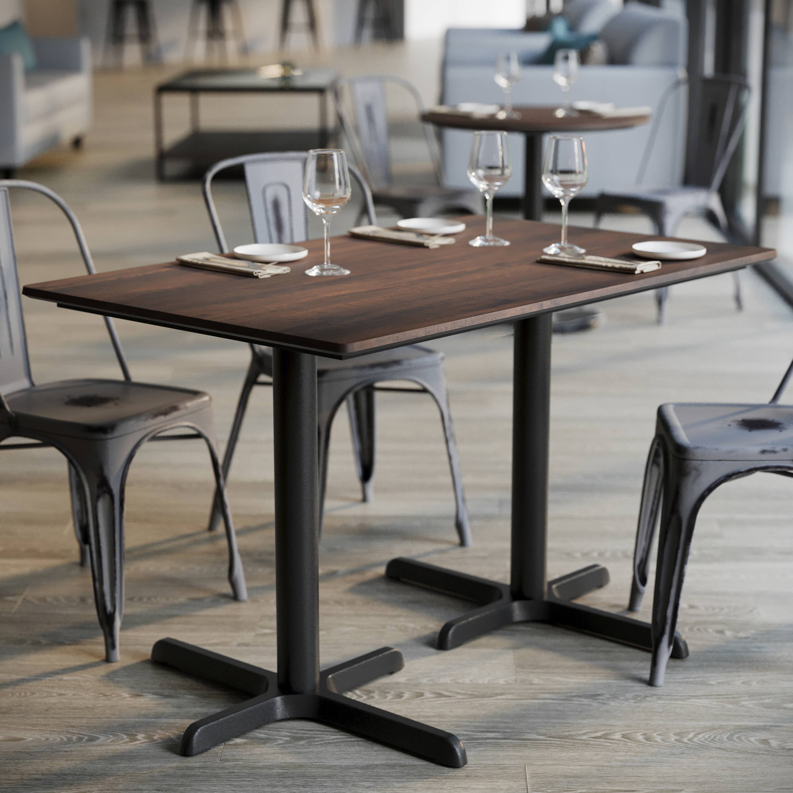 Alt View 4. Emma + Oliver - PureShield Tabletop with Seam-Free Surface Innovation and Table Height X-Base - Dark Brown/Black Base.