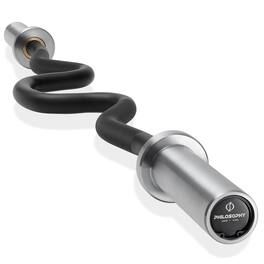 Philosophy Gym - 47-in Super Curl Olympic Barbell - 400LB 4 Needle Bearing 2-in Weight Bar - Chrome